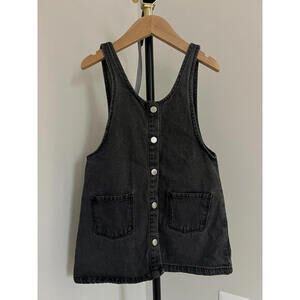Zara Girls Black Denim Jumper Dress, Size 3-4